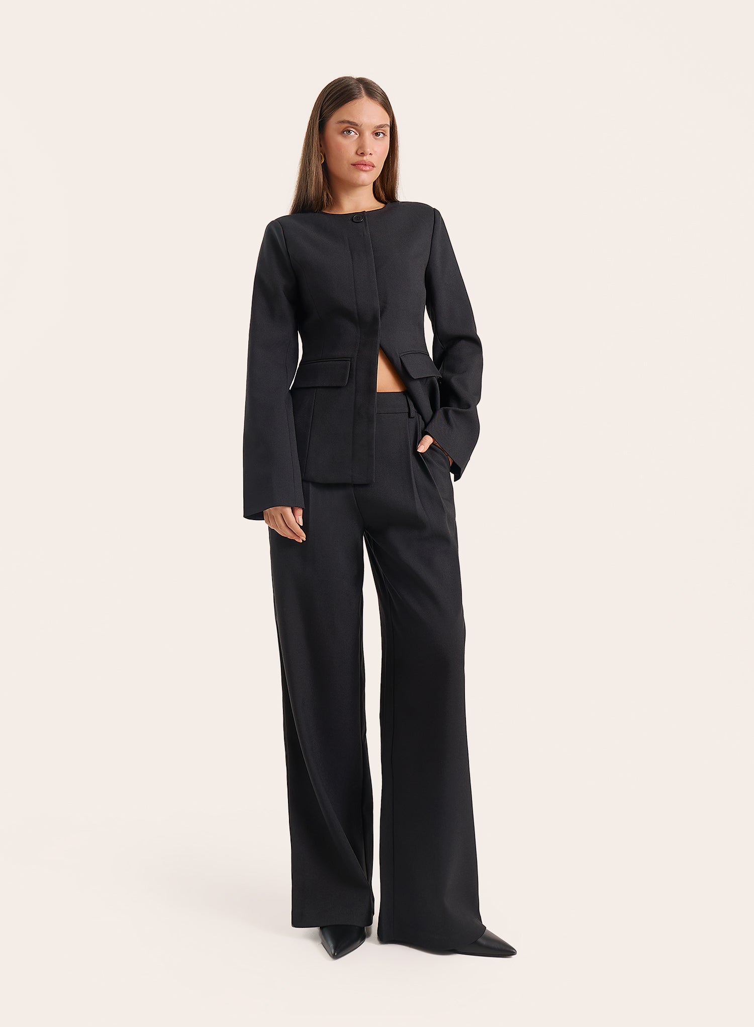 Black High Waist Wide Leg Trousers